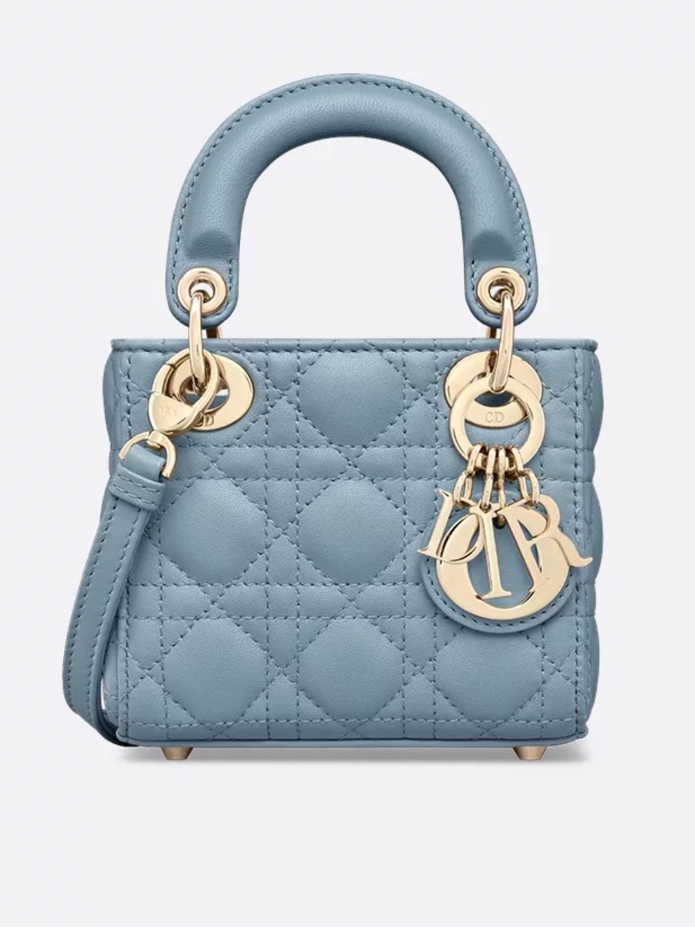 Lady Dior Micro Bag Cloud Blue Cannage Lambskin 100% authentic